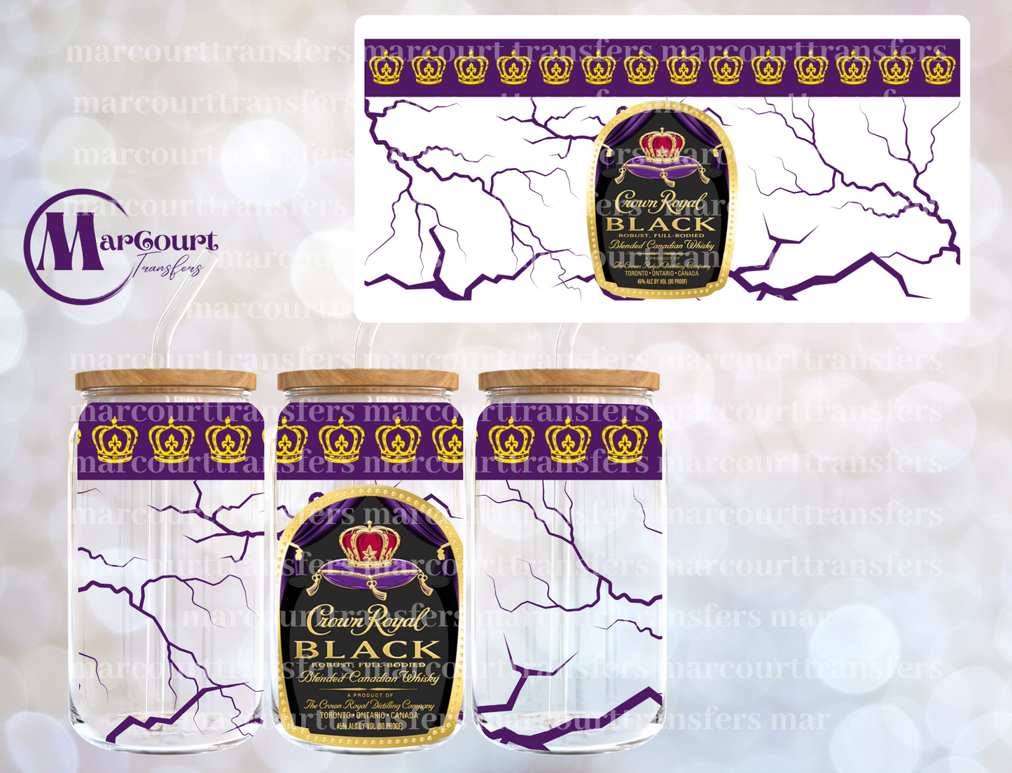 CROWN ROYAL BLACK-16 0Z-UV DTF CUP WRAP