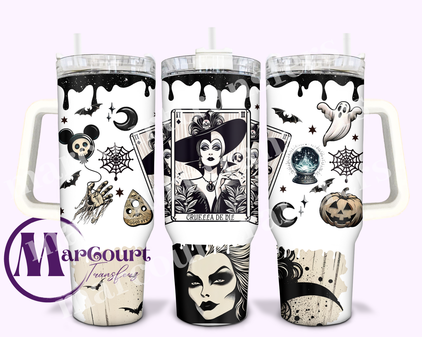 CRUELLA HALLOWEEN-40 0Z-UV DTF CUP WRAP