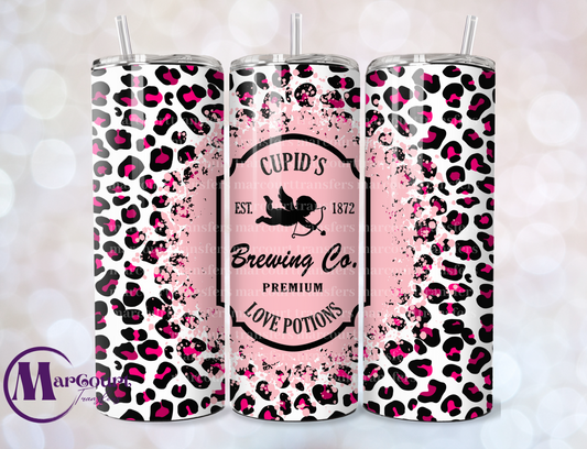 CUPIDS BREWING COMPANY CHEETAH HEARTS PINK-SKINNY TUMBLER TRANSFER