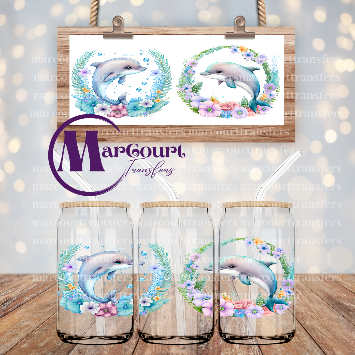 CUTE DOLPHINS-16 0Z-UV DTF CUP WRAP