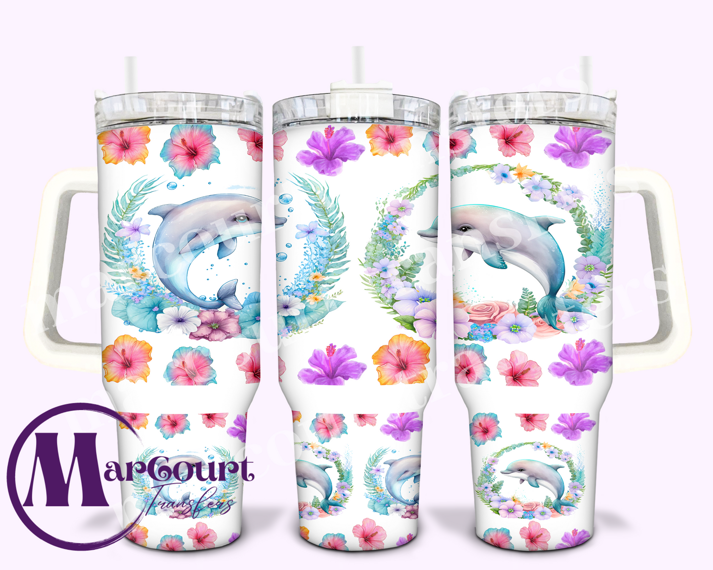 CUTE DOLPHINS-40 0Z-UV DTF CUP WRAP