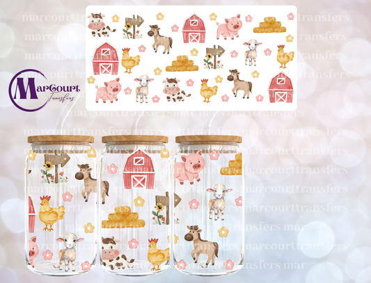 CUTE FARM ANIMALS-16 0Z-UV DTF CUP WRAP