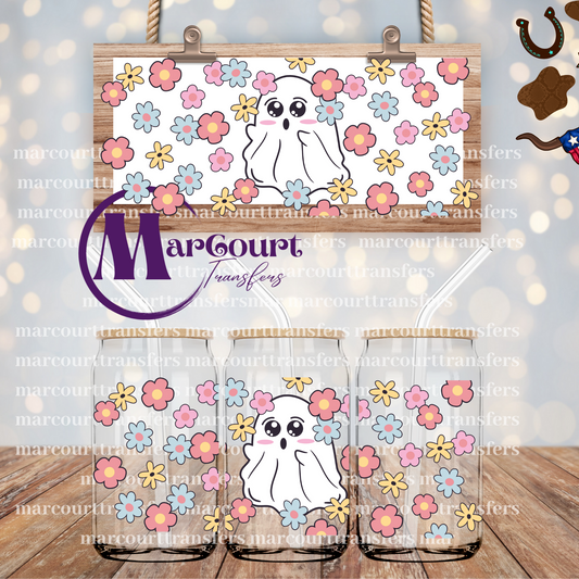 CUTE GHOSTS WITH FLOWERS-16 0Z-UV DTF CUP WRAP