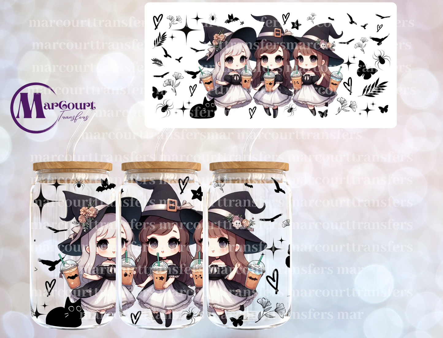 CUTE WITCHES-16 0Z-UV DTF CUP WRAP