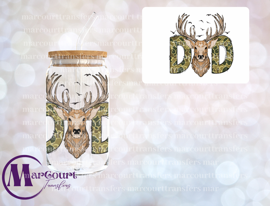 DAD CAMO DEER HEAD-DECAL-UV DTF CUP WRAP