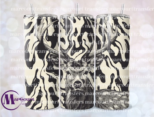 DEER BLACK CAMO SWIRL-SKINNY TUMBLER TRANSFER