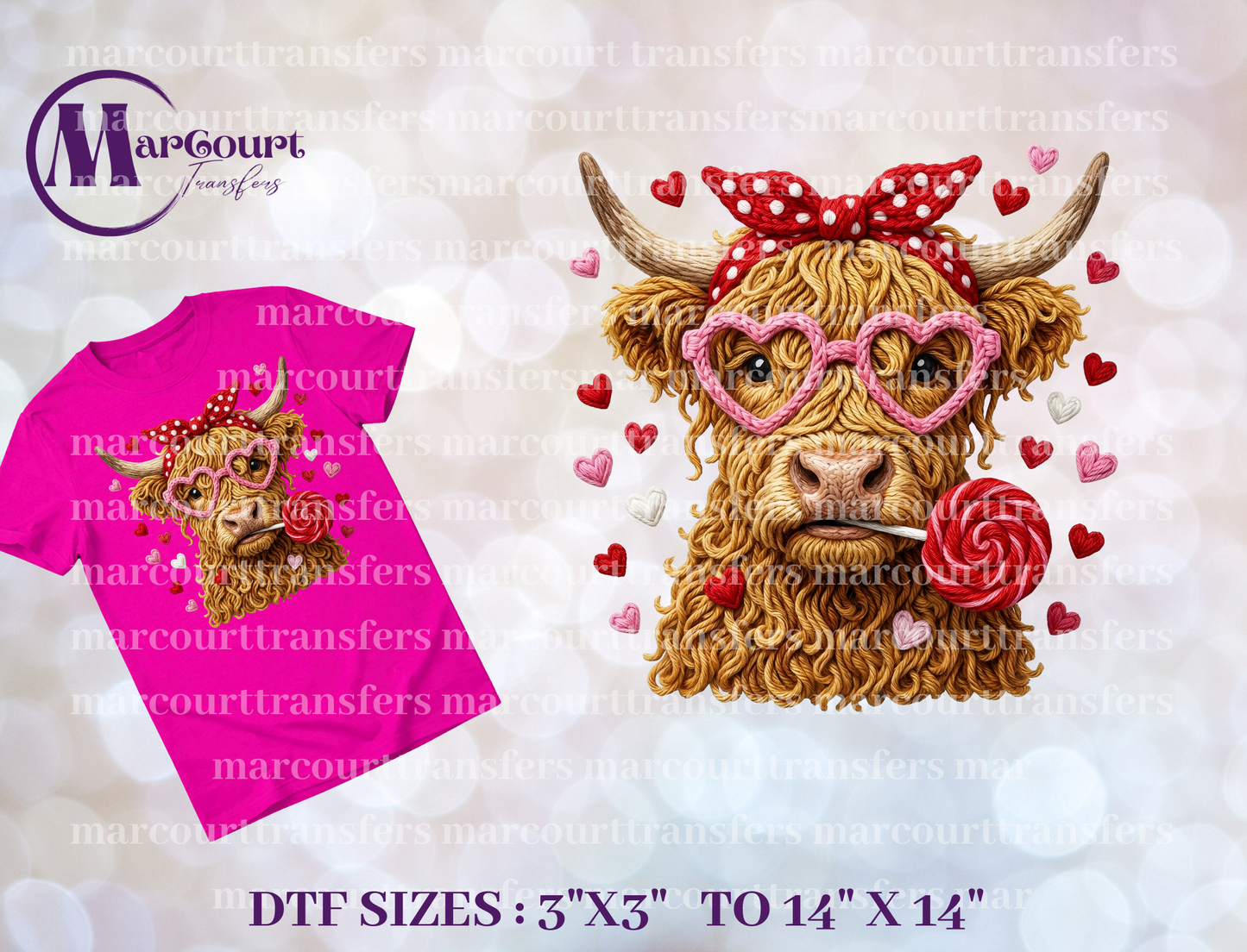 DTF-HIGHLAND COW WITH LOLLIPOP