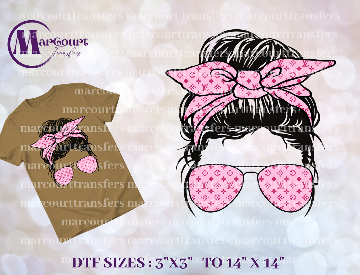 DTF-FASHION GIRL WITH SUNGLASSES (PINK)