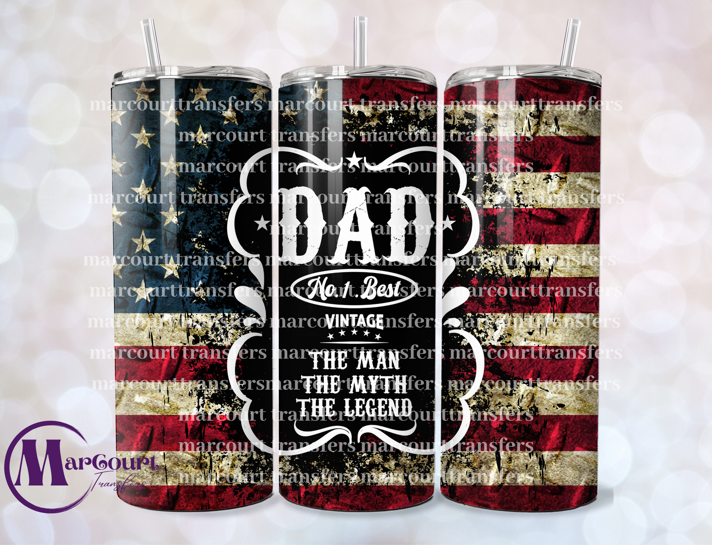 DAD NO 1 BEST AMERICAN FLAG-20 OZ-UV DTF CUP WRAP