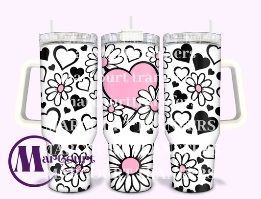 DAISY HEART-40 0Z-SUBLIMATION TUMBLER TRANSFER