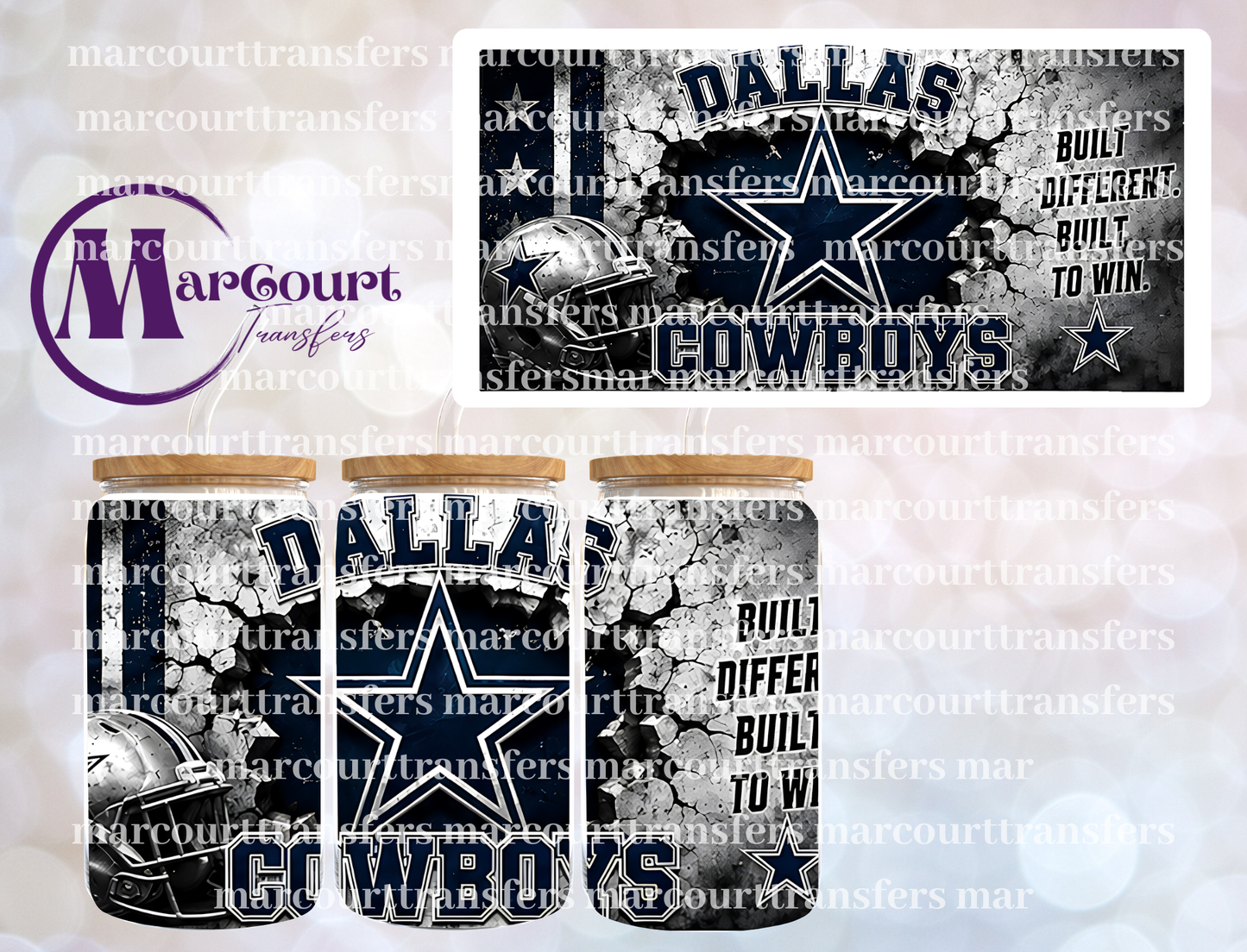 DALLAS COWBOYS BUILT DIFFERENT-16 0Z-UV DTF CUP WRAP