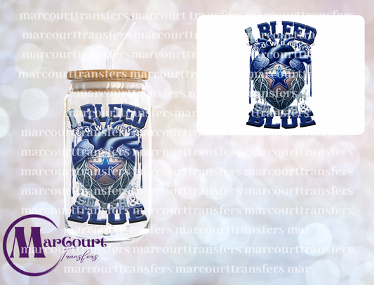 DALLAS COWBOYS I BLEED SILVER AND BLUE-DECAL-UV DTF CUP WRAP