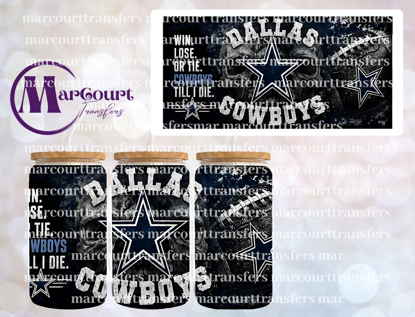 DALLAS COWBOYS WIN LOSE-16 0Z-UV DTF CUP WRAP