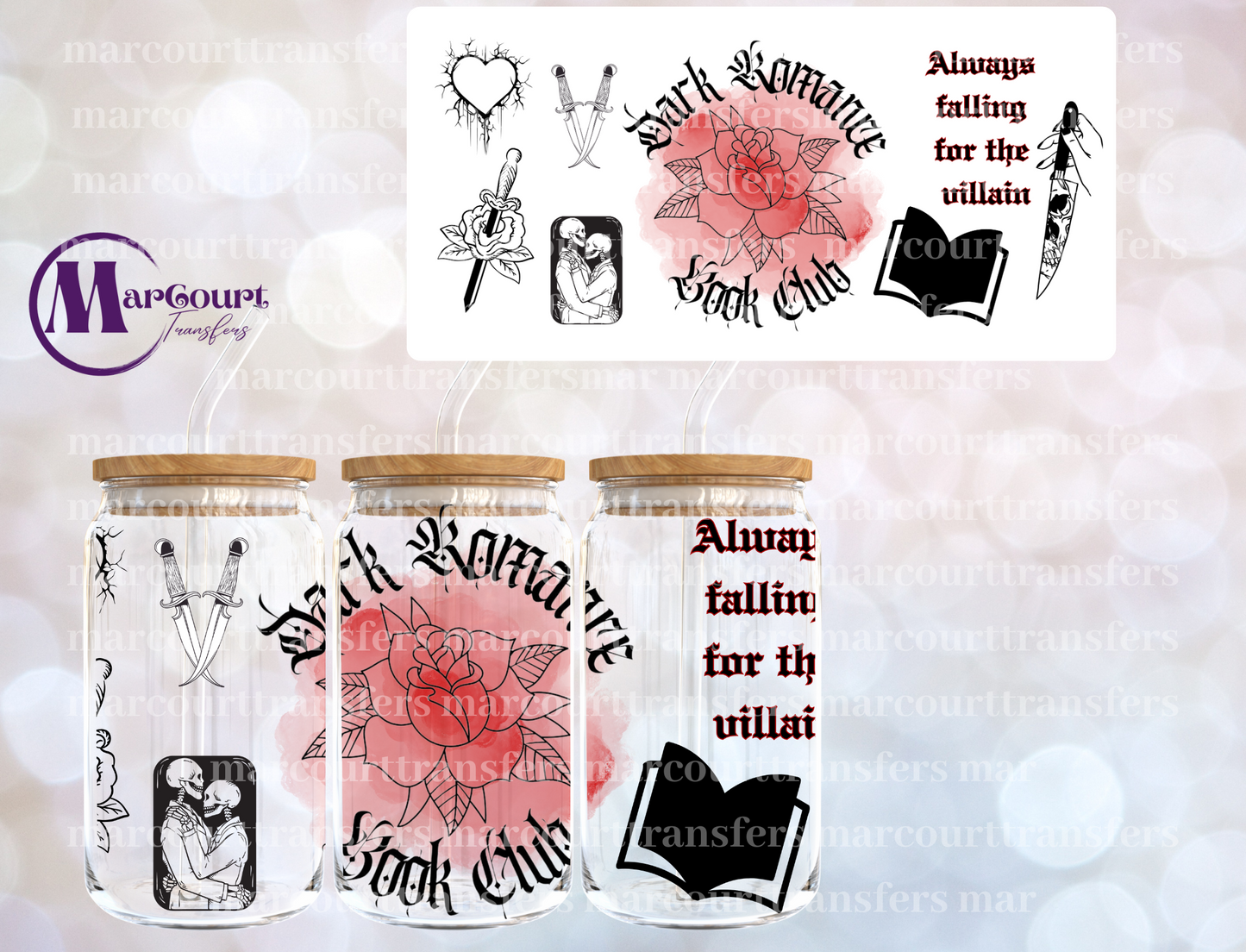 DARK ROMANCE BOOK CLUB-16 0Z-UV DTF CUP WRAP