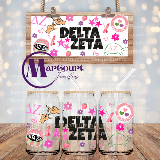 DELTA ZETA SORORITY-16 0Z-UV DTF CUP WRAP