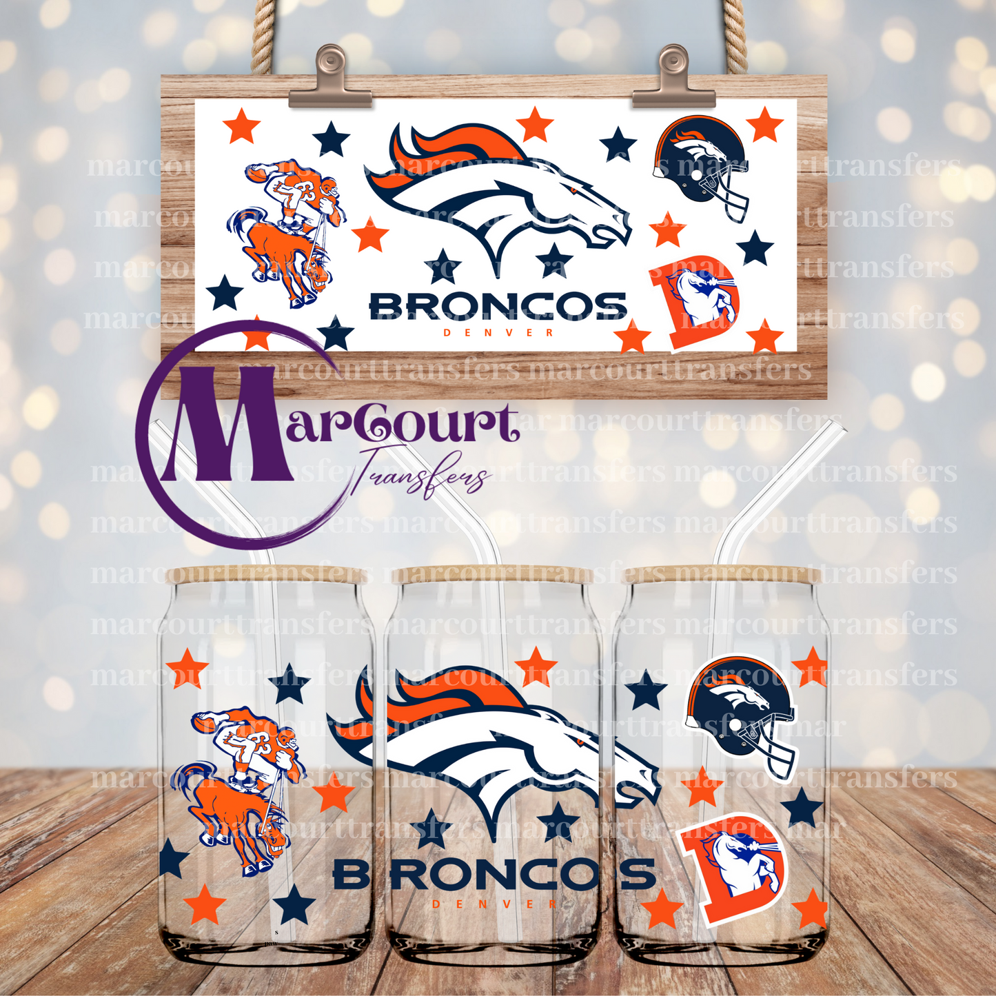 DENVER BRONCOS-16 OZ- UV DTF CUP WRAP