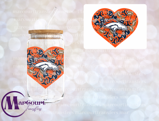 DENVER BRONCOS HEART DECAL-UV DTF CUP WRAP