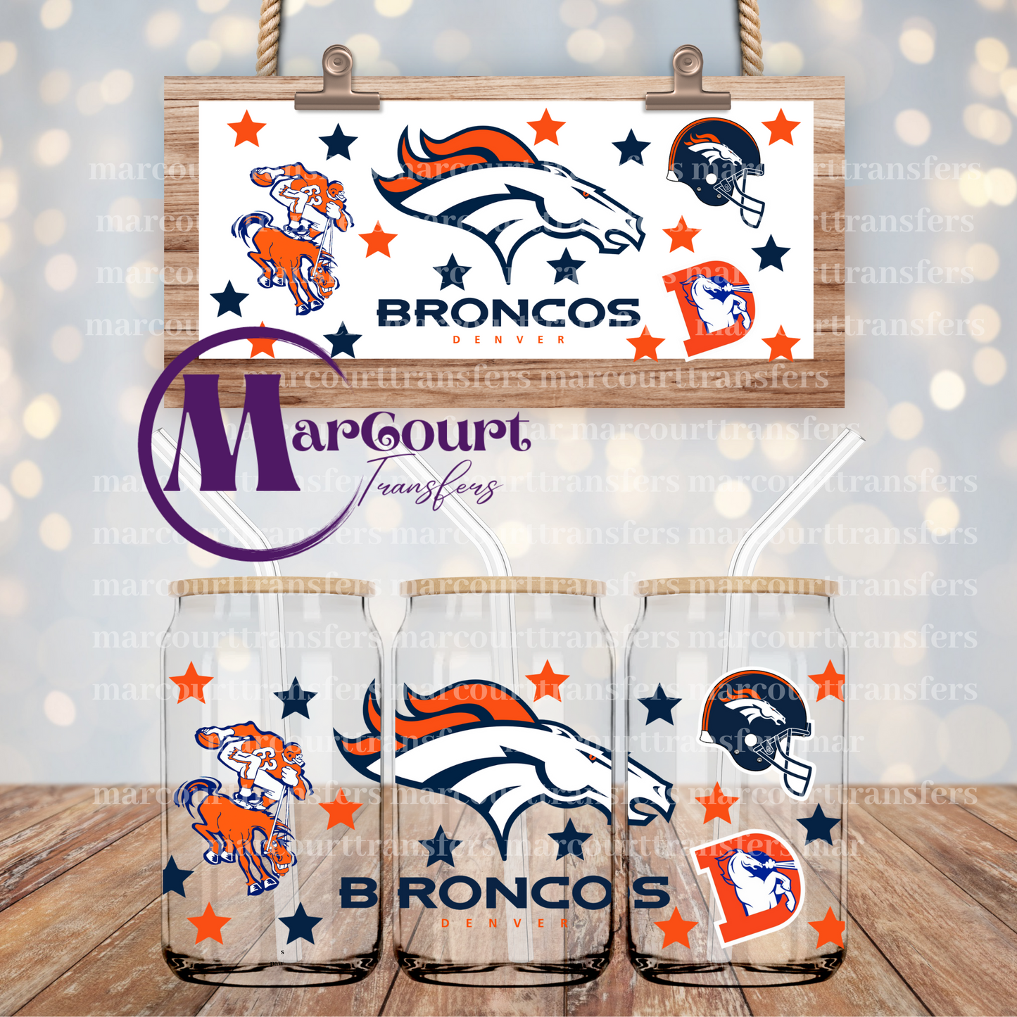 DENVER BRONCOS-16 0Z-UV DTF CUP WRAP