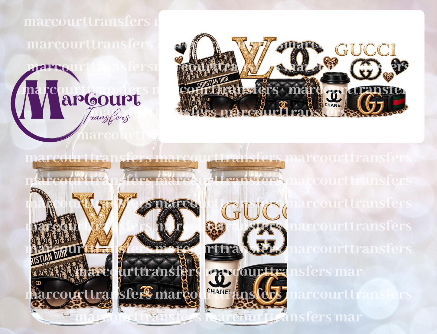 DESIGNER BRANDS BLACK AND GOLD-16 0Z-UV DTF CUP WRAP