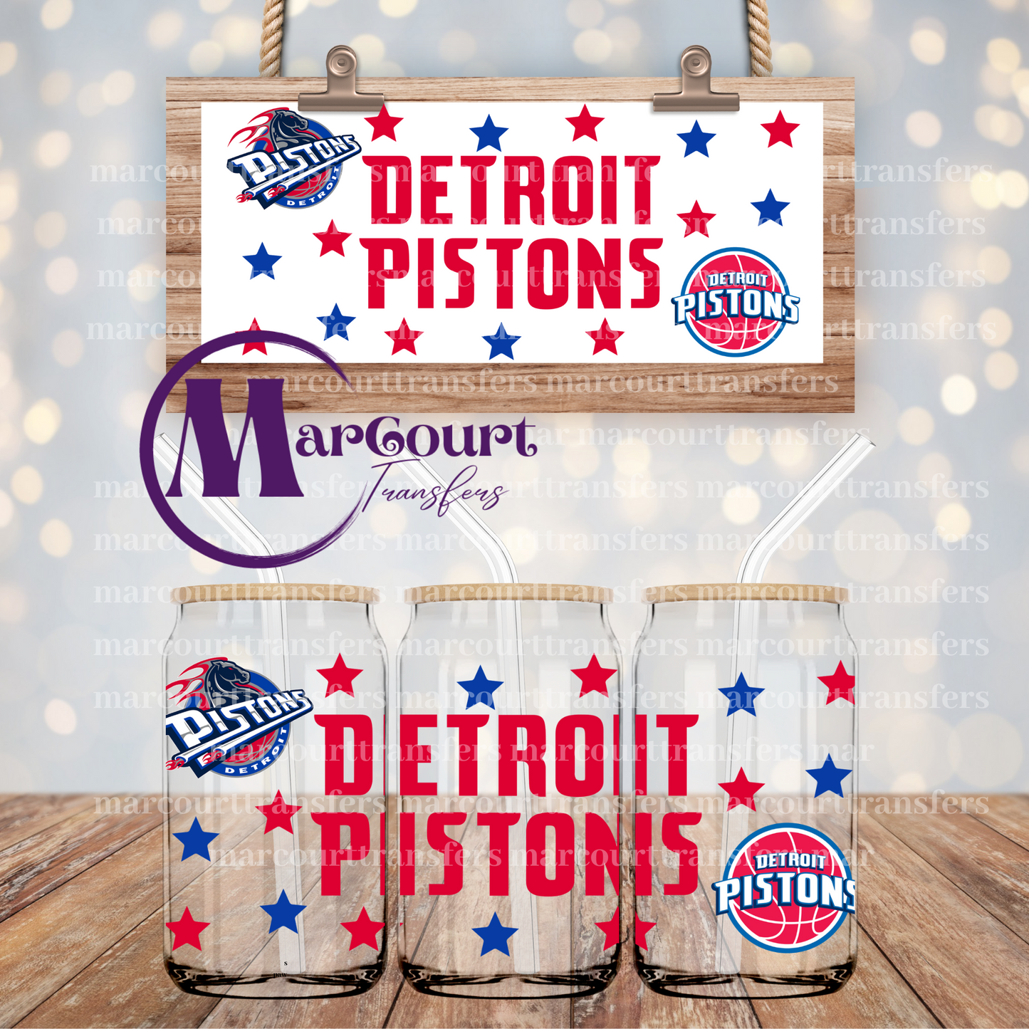 DETROIT PISTONS-16 0Z-UV DTF CUP WRAP