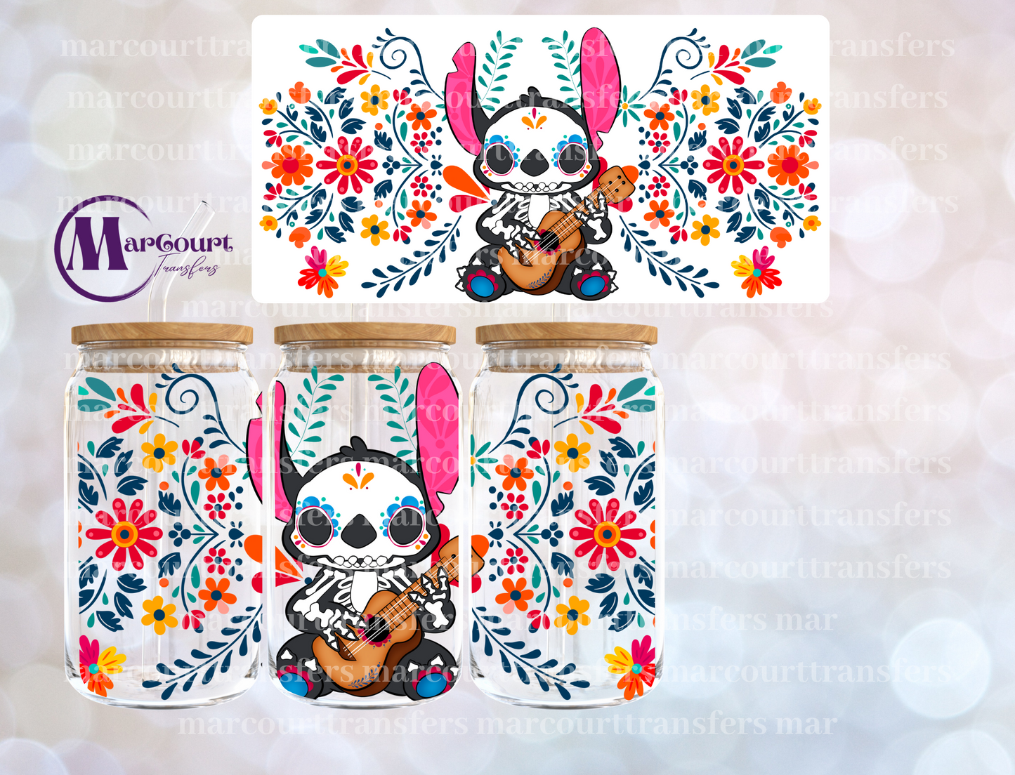 STITCH DIA DE LOS MUERTOS -16 0Z-UV DTF CUP WRAP