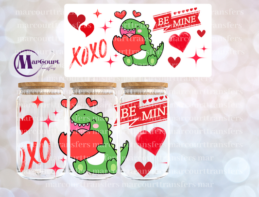 BE MINE XO XO DINO-16 0Z-UV DTF CUP WRAP