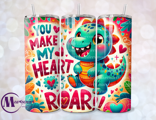 DINOSAUR VALENTINE DAY-SKINNY TUMBLER TRANSFER