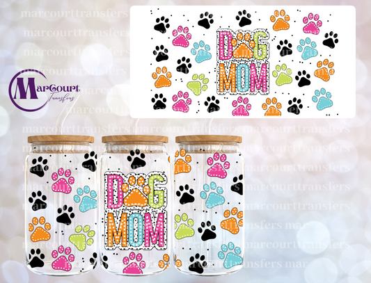 DOG MOM COLORFUL PAWS-16 0Z-UV DTF CUP WRAP