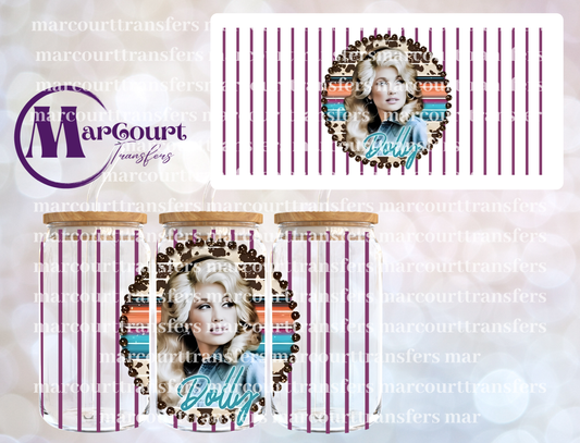 DOLLY PARTON STRIPES-16 0Z-UV DTF CUP WRAP