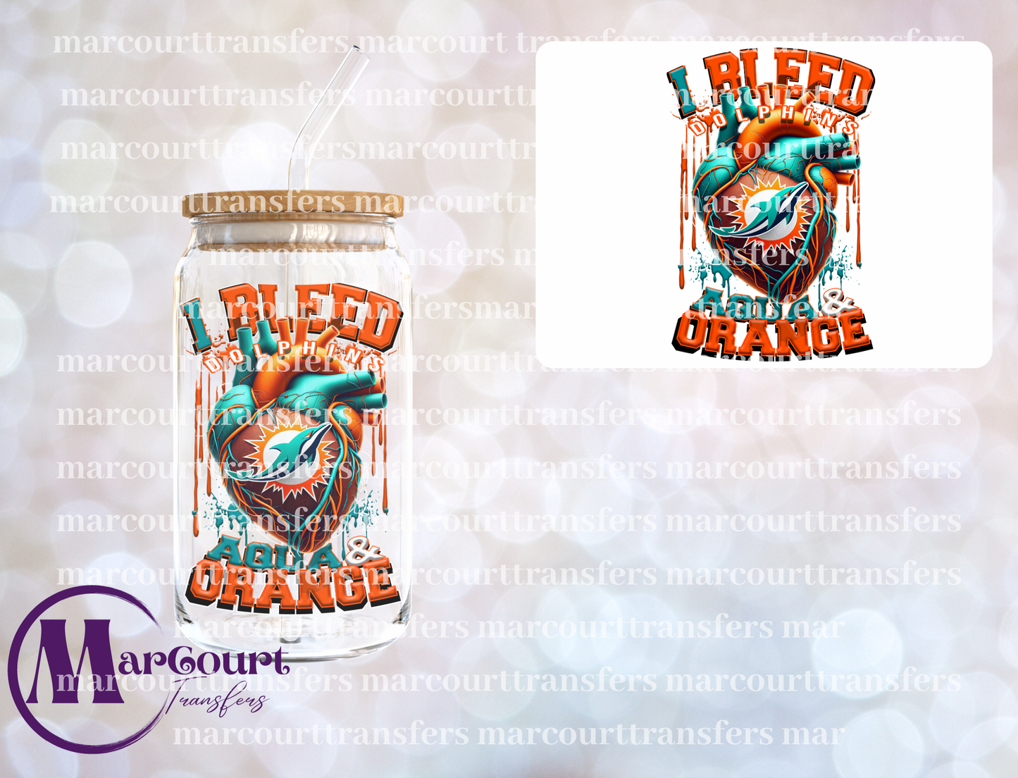 DOLPHINS I BLEED AQUA AND ORANGE-DECAL-UV DTF CUP WRAP