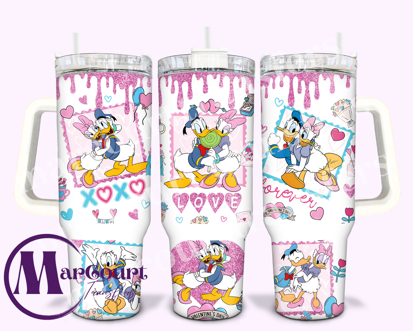 DONALD DUCK VALENTINE-40 0Z-UV DTF CUP WRAP