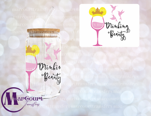 DRINKING BEAUTY-DECAL-UV DTF CUP WRAP