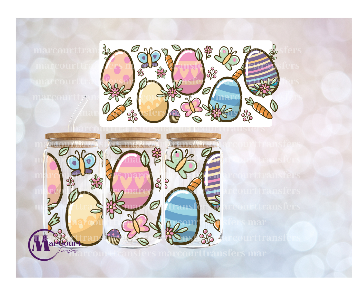 EASTER EGGS-16 0Z-UV DTF CUP WRAP