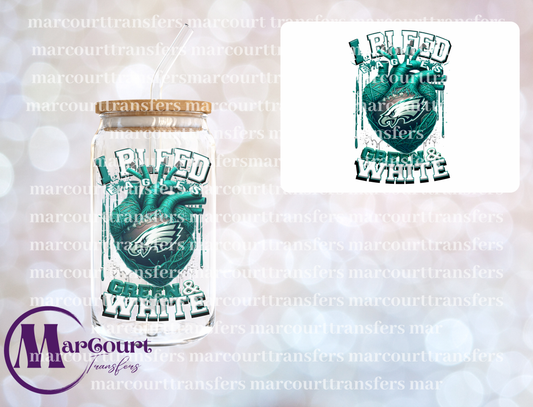 EAGLES I BLEED GREEN AND WHITE-DECAL-UV DTF CUP WRAP