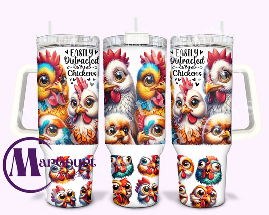 EASILY DISTRACTED BY CHICKENS-40 0Z-UV DTF CUP WRAP