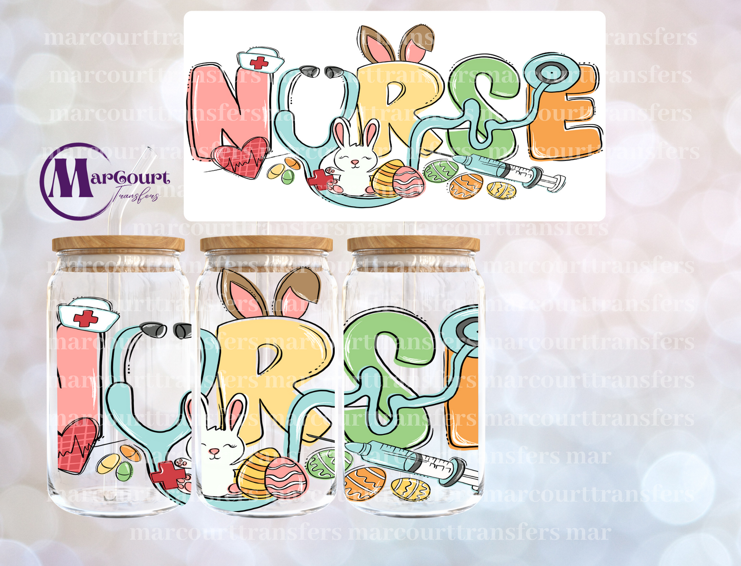 EASTER NURSE-16 0Z-UV DTF CUP WRAP