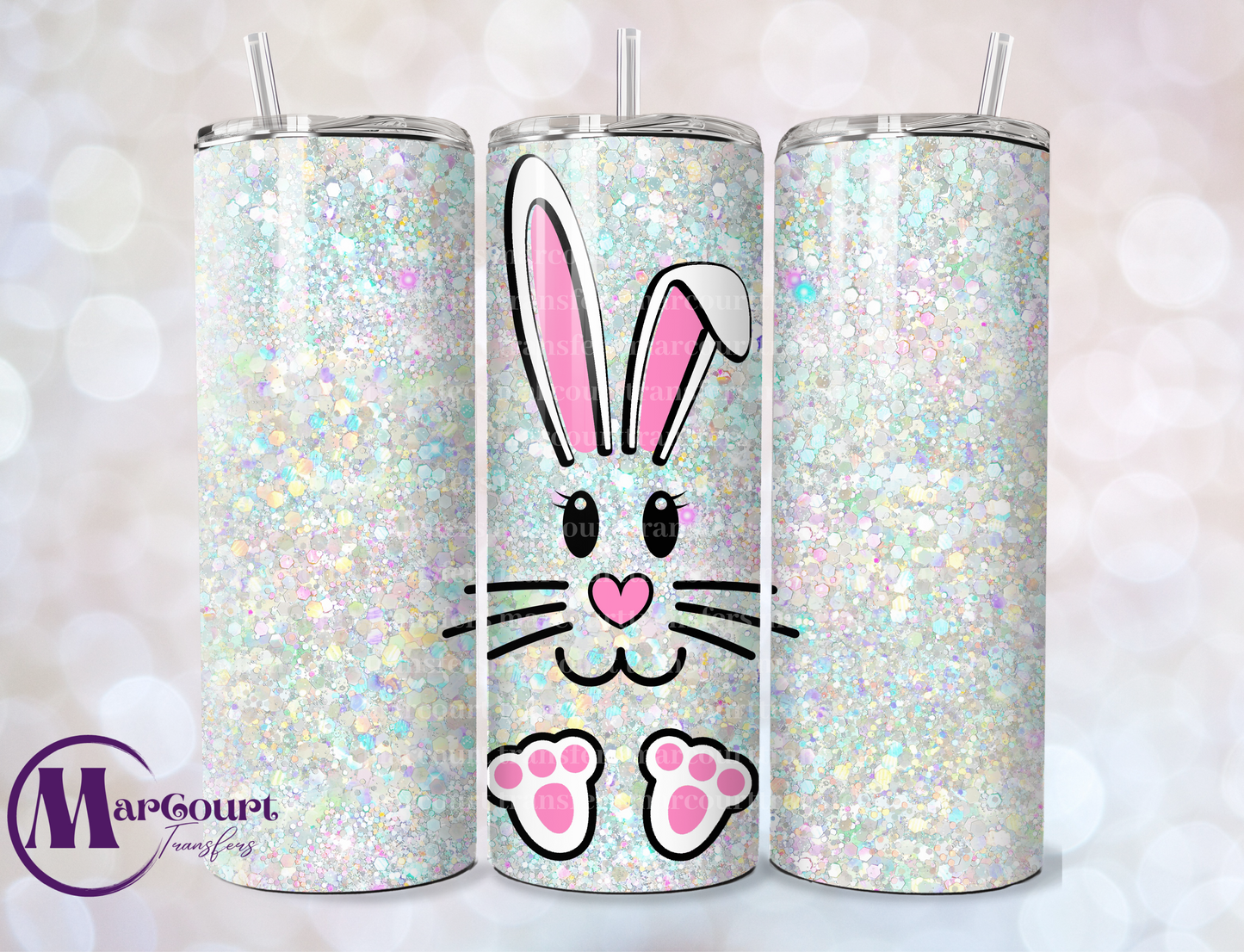 EASTER BUNNY FACE GLITTER-SKINNY TUMBLER TRANSFER