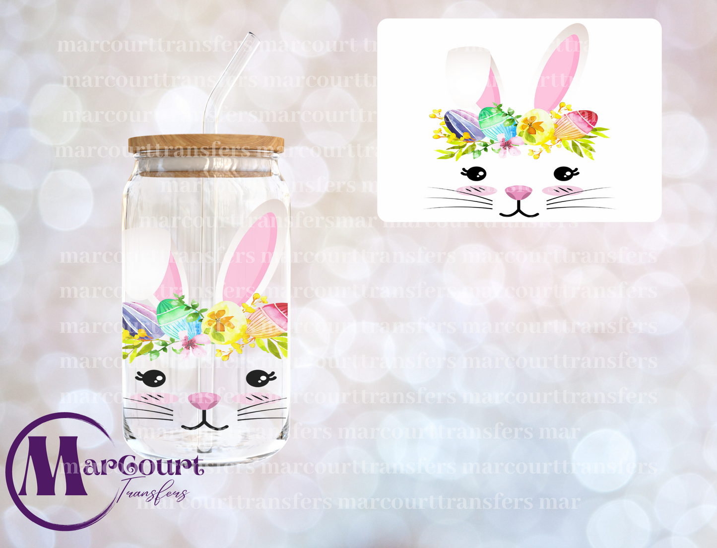 EASTER BUNNY FACE-DECAL-UV DTF CUP WRAP