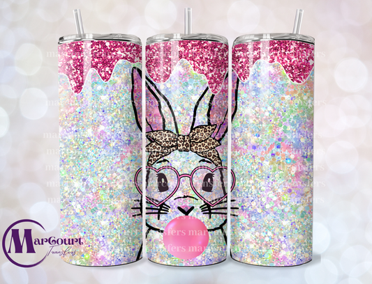 EASTER BUNNY BUBBLE GUM GLITTER-SKINNY TUMBLER TRANSFER