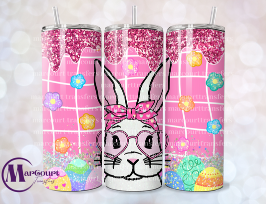 EASTER BUNNY PINK GLITTER-SKINNY TUMBLER TRANSFER