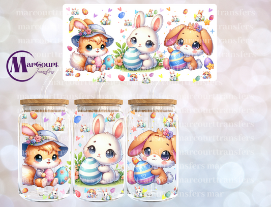 EASTER BUNNY WITH EGGS-16 0Z-UV DTF CUP WRAP