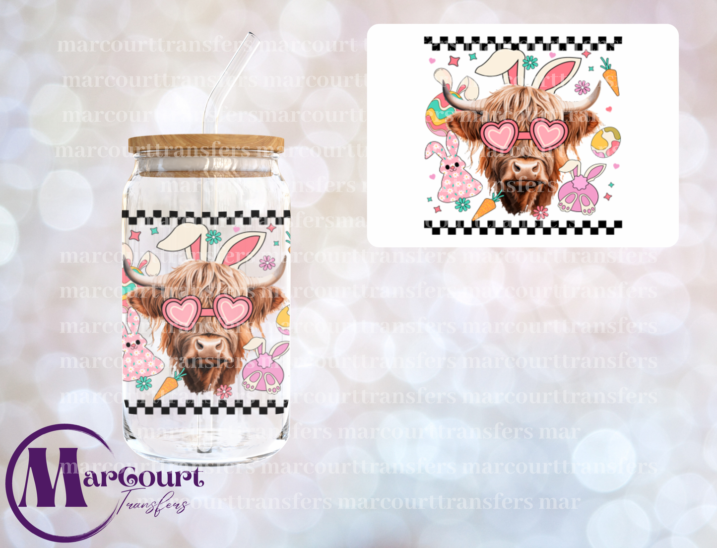 EASTER HIGHLAND COW-DECAL-UV DTF CUP WRAP