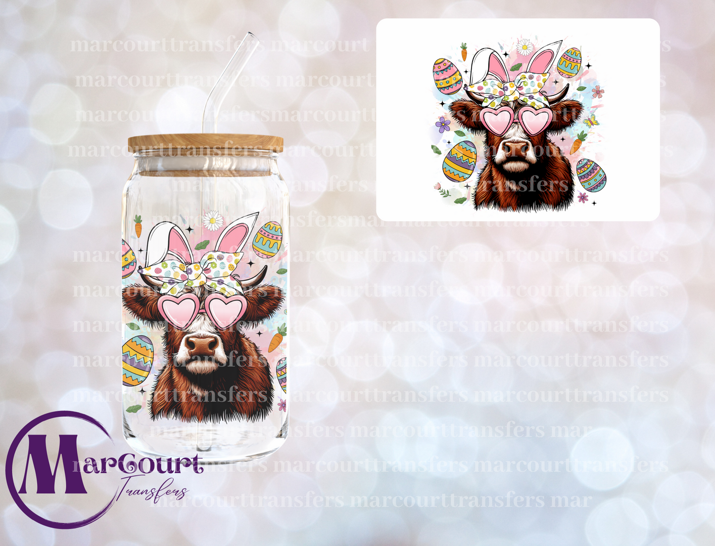 EASTER HEIFER-DECAL-UV DTF CUP WRAP