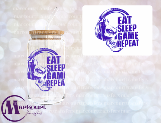 EAT SLEEP GAME REPEAT-DECAL-UV DTF CUP WRAP