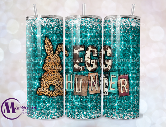 EGG HUNTER TEAL GLITTER-SKINNY TUMBLER TRANSFER