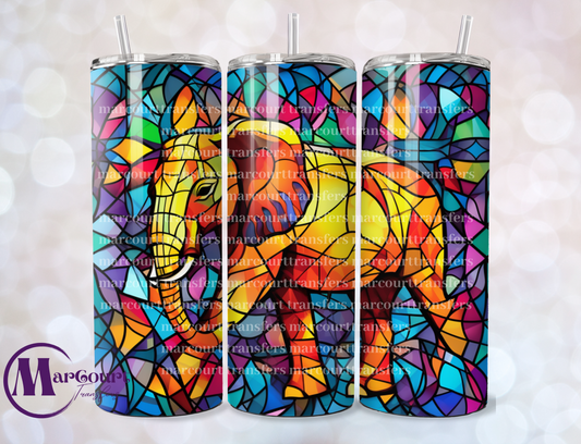 ELEPHANT STAINED GLASS-SKINNY TUMBLER TRANSFER