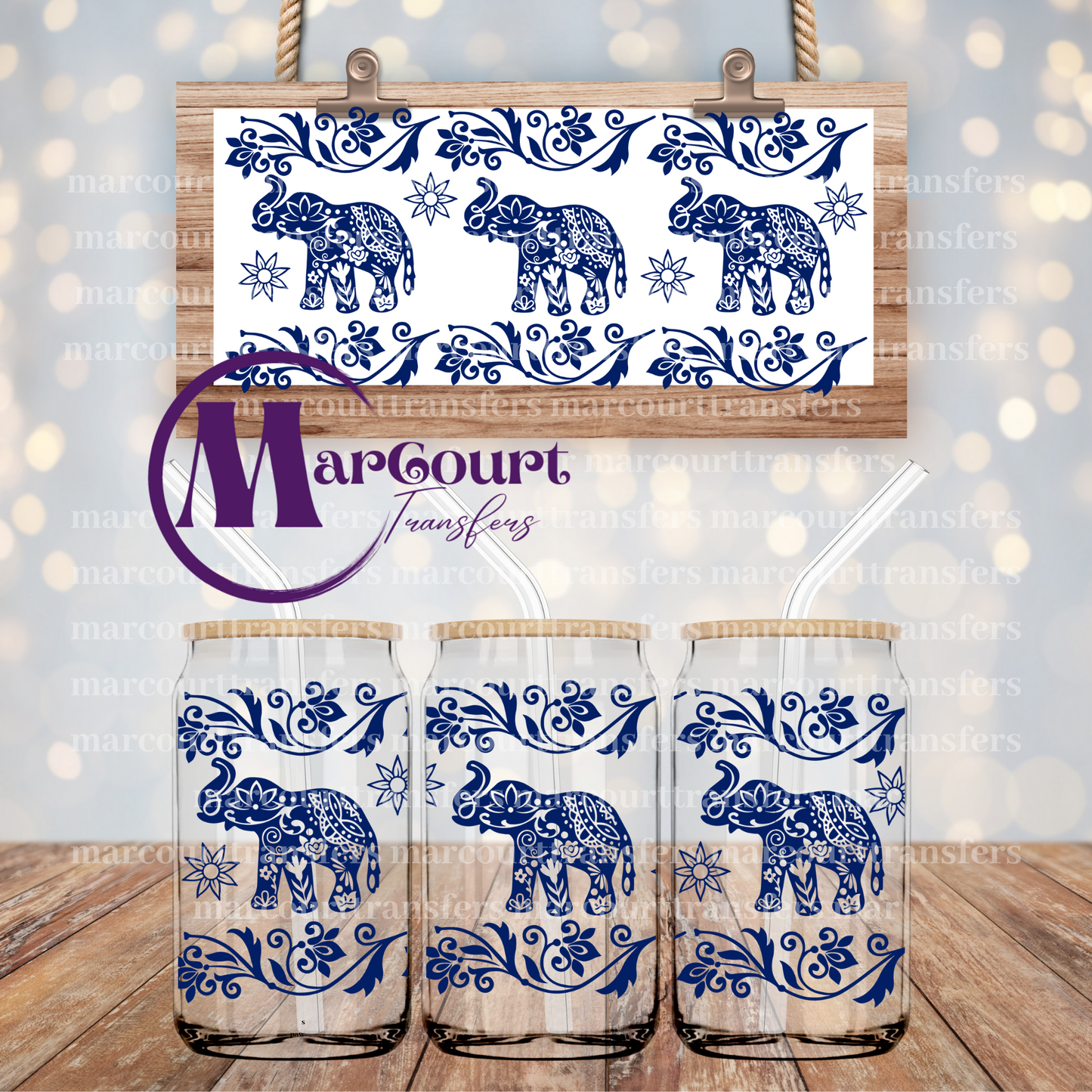 ELEPHANTS MANDALA-16 0Z-UV DTF CUP WRAP