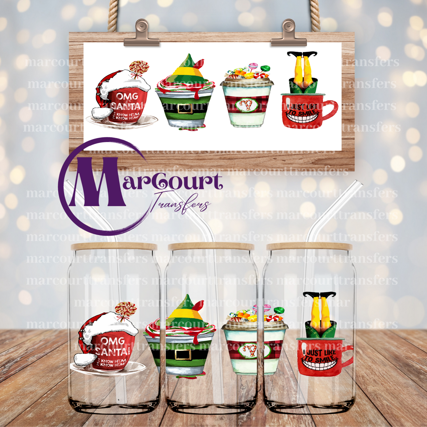 ELF COFFEE CUPS-16 0Z-UV DTF CUP WRAP