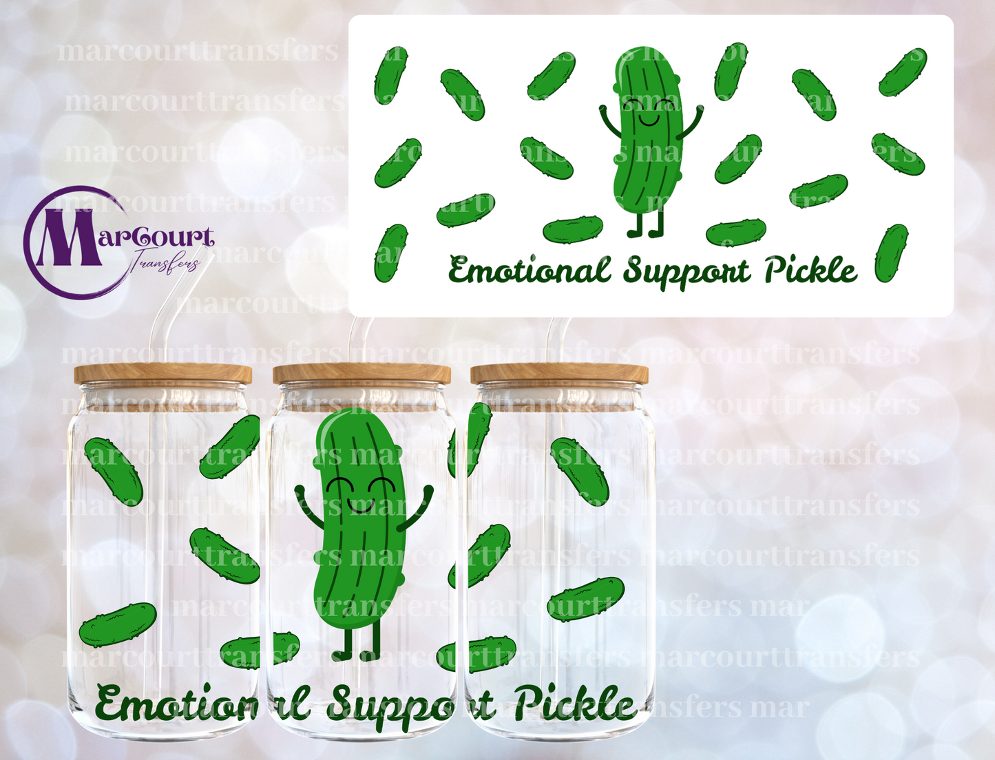 EMOTIONAL SUPPORT PICKLE-16 0Z-UV DTF CUP WRAP
