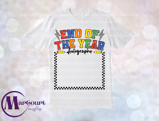 END OF THE YEAR AUTOGRAPHS CHECKERED SQUARE-T-SHIRT SUBLIMATION TRANSFER